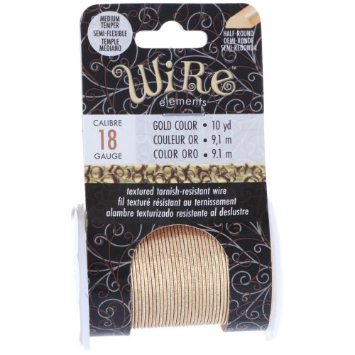 Medio hilo redondo de cobre martillado 1,02 mm semiduro - Dorado anti-desgaste x9,1m