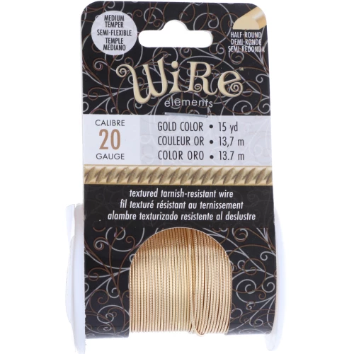 Alambre de cobre redondo trenzado de 0,81 mm, semiduro — Dorado para evitar el deslustre — x 13,7 m