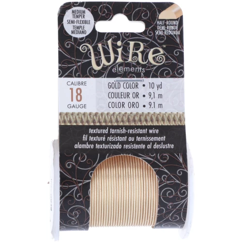Hilo de cobre redondo texturizado de 1,02 mm, semiduro - Dorado para evitar el deslustre x9.1m