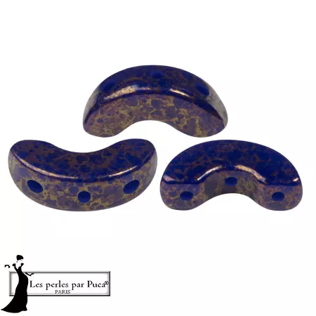 Cuentas de cristal Arcos® de Puca® 5x10 mm - Zafiro opaco Bronce x10g