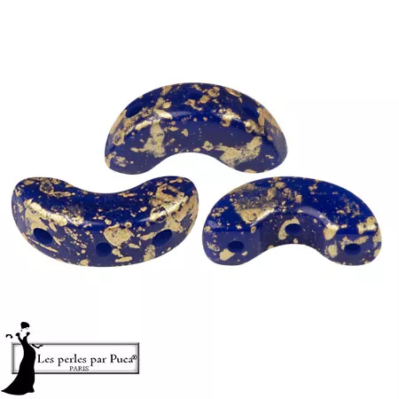 Cuentas de cristal Arcos® de Puca® 5x10 mm - Zafiro opaco Splash x10g