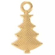 Dije de árbol de Navidad 17x10 mm resina epoxi - Dorado con oro fino - Purpurina verde x1