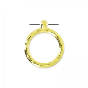 Colgante anillo martillado 33 mm Dorado con oro fino x1