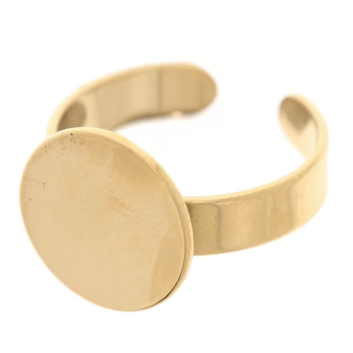 Anillo de bandeja ajustable para cabujón de base plana de 12 mm - Acero inoxidable Dorado 304 x1