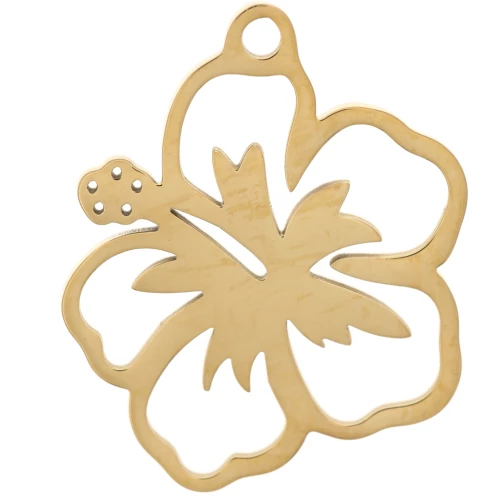 Colgante flor de hibisco 21,5x18 mm - Acero inoxidable Dorado 304 x1