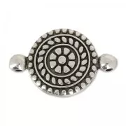 Separador redondo 2 anillos 23 mm Chapado Plateado envejecido x1