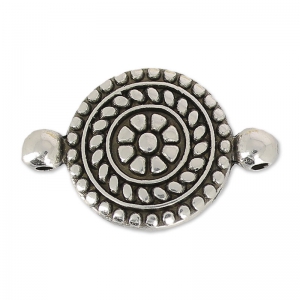 Separador redondo 2 anillos 23 mm Chapado Plateado envejecido x1