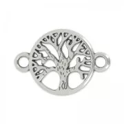 Separador arbol de la vida 2 anillos 22 mm Chapado Plateado envejecido x1