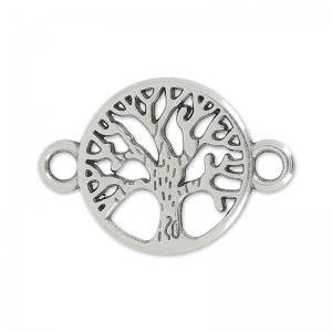 Separador arbol de la vida 2 anillos 22 mm Chapado Plateado envejecido x1