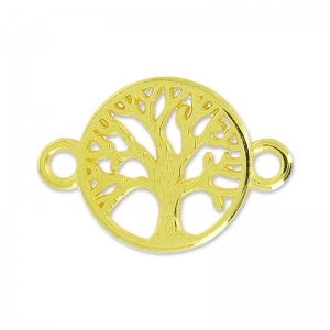 Separador arbol de la vida 2 anillos 22 mm Dorado con oro fino x1