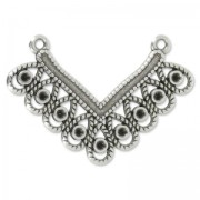 Separador forma V 2 anillos 41 mm Chapado Plateado envejecido x1