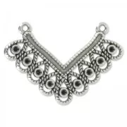 Separador forma V 2 anillos 41 mm Chapado Plateado envejecido x1