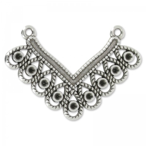 Separador forma V 2 anillos 41 mm Chapado Plateado envejecido x1