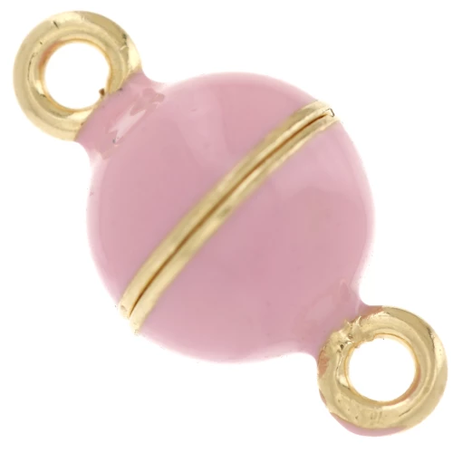 Cierre magnético de bola de resina epoxi de 10 mm - Plata 925 Dorado con oro fino - Rosa claro