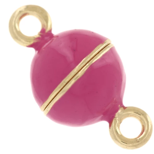 Cierre Bola Magnética 10 mm con Resina Epoxi - Plata 925 Dorado con oro fino - Fucsia