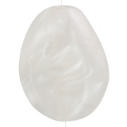 Cuenta plana irregular 25x20 mm en resina translúcida - Blanco nacarado x1