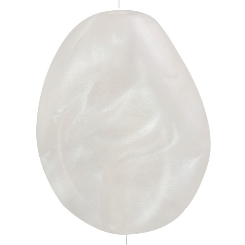 Cuenta plana irregular 25x20 mm en resina translúcida - Blanco nacarado x1