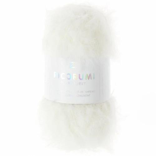 Hilo de imitación de piel Ricorumi Furry Furry Rico Design Amigurumi- Blanco 001 x25g