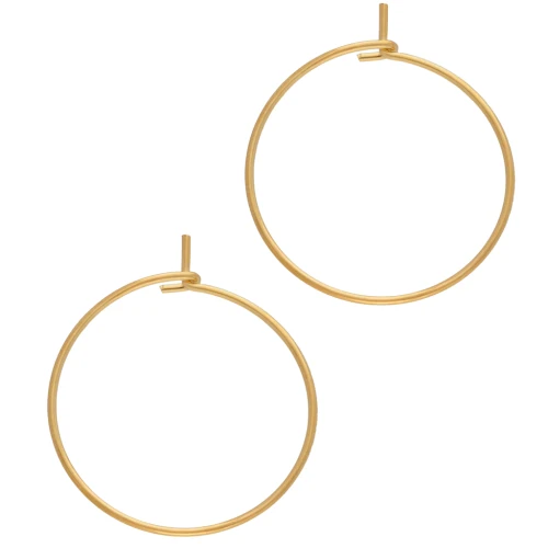 Pendientes de aro Dorado con oro fino x2 - Pendientes a decorar 25 mm - Hilo de 0,8 mm