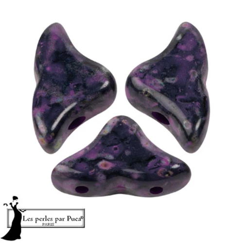 Cuentas de cristal Helios® de Puca® 6x10mm - Black Stony Violet x10g