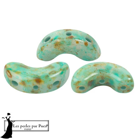 Cuentas de cristal Arcos® de Puca® 5x10 mm - Esmeralda blanca pétrea x10g