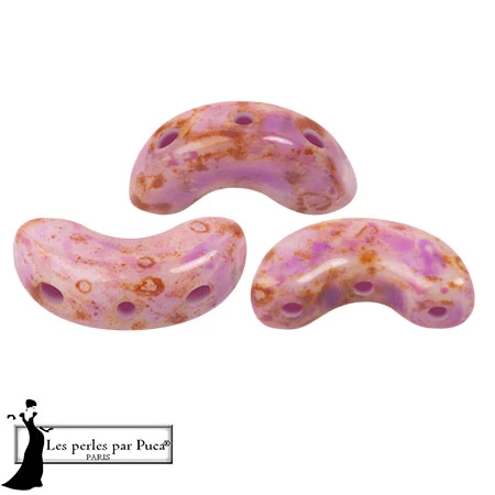 Cuentas de cristal Arcos® de Puca® 5x10 mm - Blanco Violeta Pétreo x10g