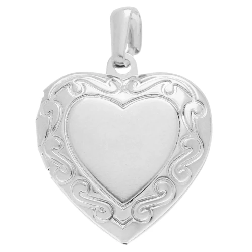 Colgante portafotos corazón 23x19,5 mm - motivo arabesco - Plateado fino x1