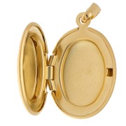 Colgante portafotos ovalado 24x16 mm - motivo arabesco - Dorado con oro fino x1