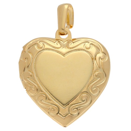 Colgante Marco Corazón 23x19,5 mm - motivo arabesco - Dorado con oro fino x1