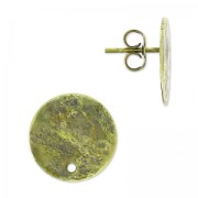 Pendientes disco martillado un agujero 15 mm bronce x2