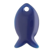 Cuentas pez metal y resina epoxi 14x8 mm - Azul noche x6