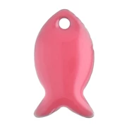 Cuentas pez metal y resina epoxi 14x8 mm - Coral rosa x6