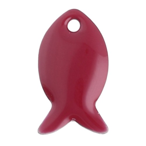 Cuentas pez metal y resina epoxi 14x8 mm - Rojo oscuro x6
