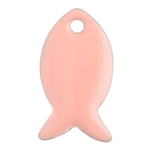 Cuentas pez metal y resina epoxi 14x8 mm - Light rose x6