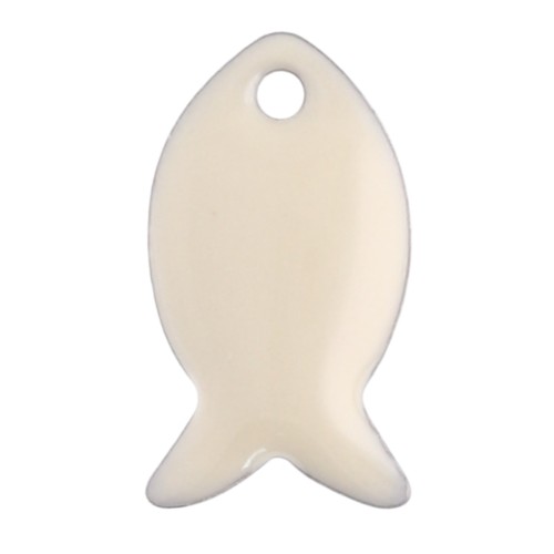 Cuentas pez metal y resina epoxi 14x8 mm - Crema x6