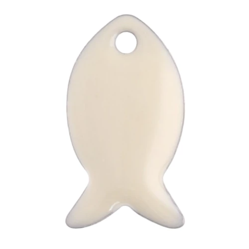Cuentas pez metal y resina epoxi 14x8 mm - Crema x6
