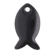 Cuentas pez metal y resina epoxi 14x8 mm - Negro x6|raw }}