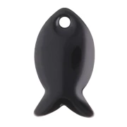 Cuentas pez metal y resina epoxi 14x8 mm - Negro x6