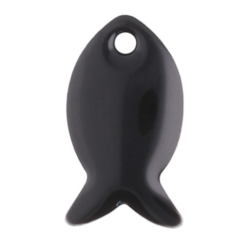 Cuentas pez metal y resina epoxi 14x8 mm - Negro x6