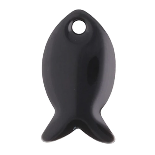 Cuentas pez metal y resina epoxi 14x8 mm - Negro x6
