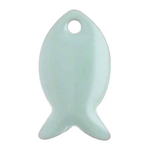 Cuentas pez metal y resina epoxi 14x8 mm - Sage x6