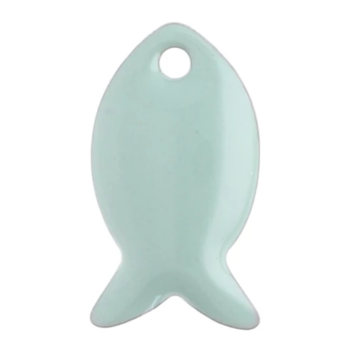 Cuentas pez metal y resina epoxi 14x8 mm - Sage x6