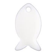 Cuentas pez metal y resina epoxi 14x8 mm - Marfil x6