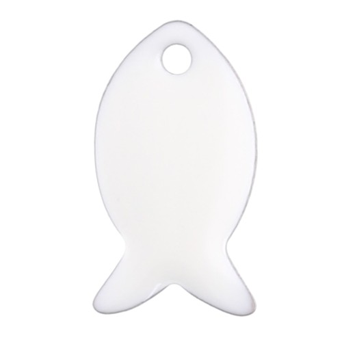 Cuentas pez metal y resina epoxi 14x8 mm - Marfil x6