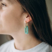 Colgante de gema ovalada 30x15 mm - Jade tintado - Amarillo x1