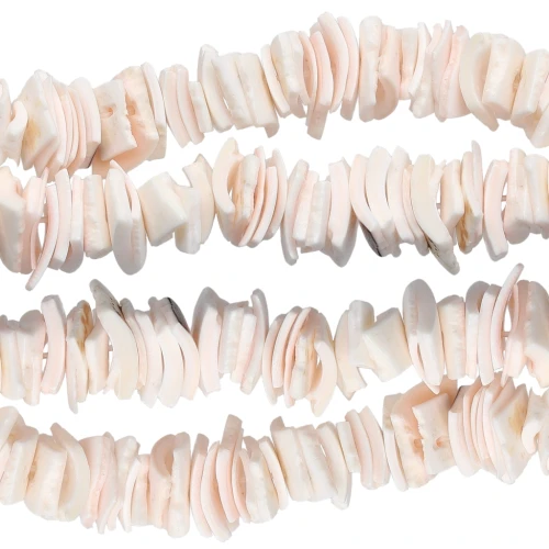 Cuentas cuadradas de concha 8 - 11 mm - Blanco rosado x40cm