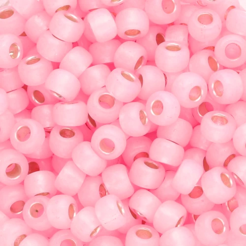 Rocalla Miyuki 6/0 643 - Teñido Rosa Claro Forrado de Plata x8g