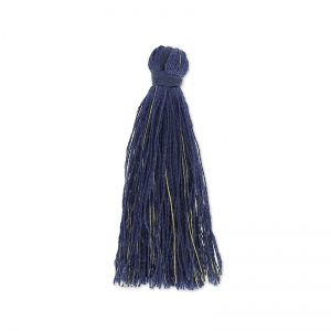 Pompón imitación de seda 40 mm Dorado/Azul Marino x1