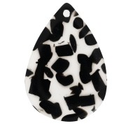 Colgante en forma de gota de 22 x 15 mm de acetato - Terrazzo transparente - Negro x1