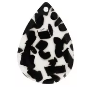 Colgante en forma de gota de 22 x 15 mm de acetato - Terrazzo transparente - Negro x1